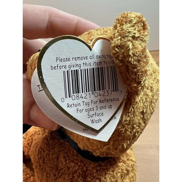 1998 Rare TY Beanie Baby Fuzz Bear - Original Retired - Fuzz the Bear W/ Case - Picture 4 of 11